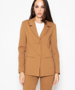 Donna MAX MARA LEISURE Giacche | Blazer Rifinito A Punto Milano Cammello