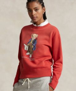 Donna RALPH LAUREN Felpe | Felpa Girocollo Vintage Con Polo Bear Rossa